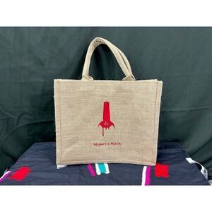 Maker's Mark Bourbon Whiskey Beige Cloth Burlap Canvas Tote Bag